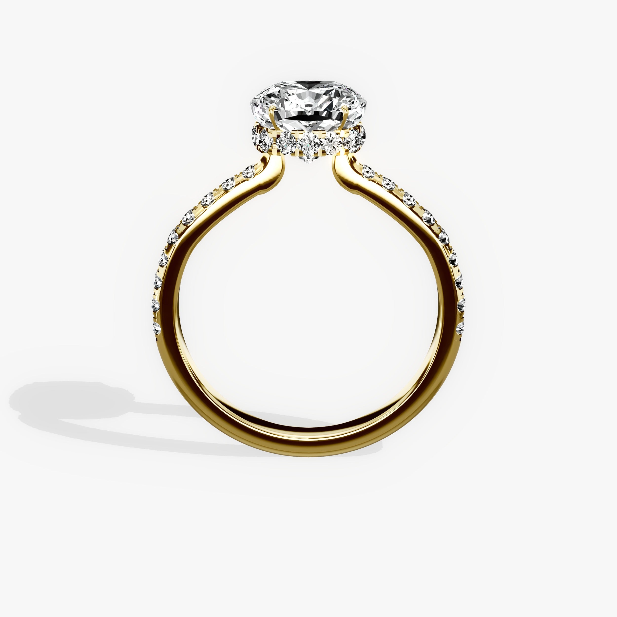 Fortuna Hidden Halo Cushion Engagement Ring in Yellow Gold