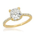 Fortuna Hidden Halo Cushion Engagement Ring in Yellow Gold