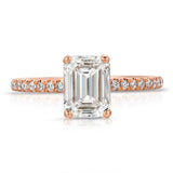 Fortuna Hidden Halo Emerald Engagement Ring in Rose Gold