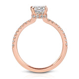 Fortuna Hidden Halo Emerald Engagement Ring in Rose Gold