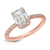 Fortuna Hidden Halo Emerald Engagement Ring in Rose Gold