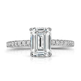 Fortuna Hidden Halo Emerald Engagement Ring in White Gold