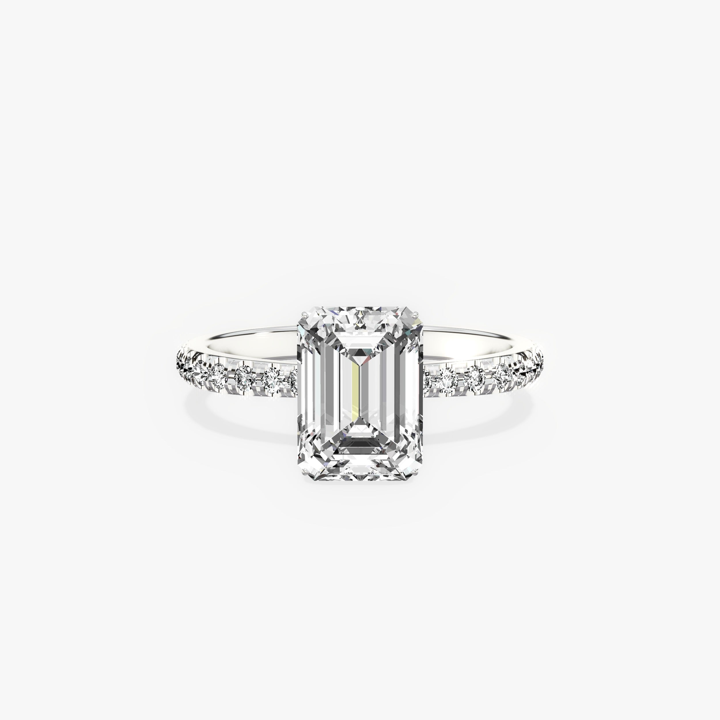 Fortuna Hidden Halo Emerald Engagement Ring in White Gold