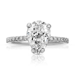 Fortuna Hidden Halo Pear Engagement Ring in White Gold