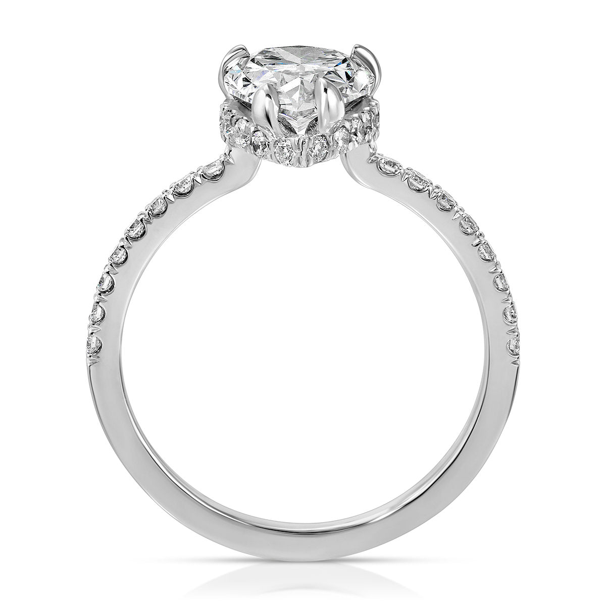 Fortuna Hidden Halo Pear Engagement Ring in White Gold