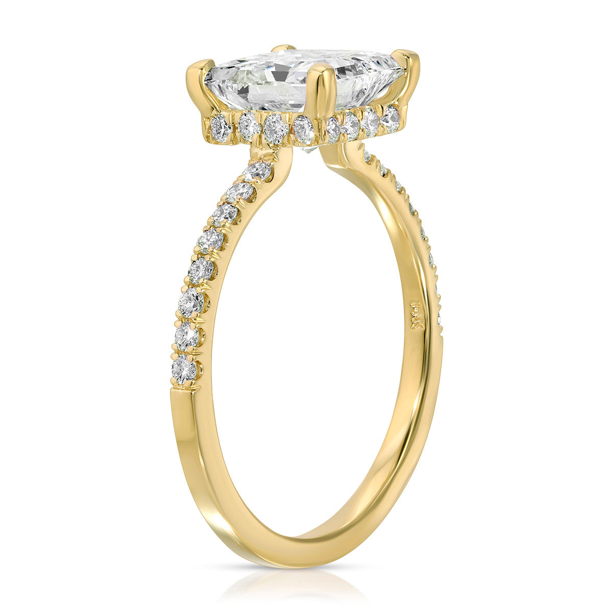 Fortuna Hidden Halo Princess Engagement Ring in Yellow Gold