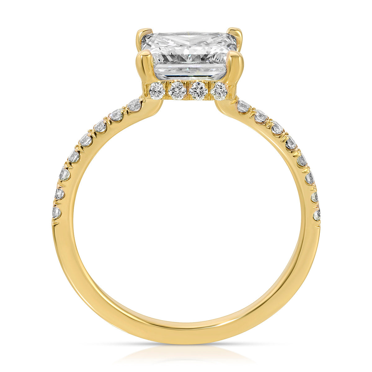 Fortuna Hidden Halo Princess Engagement Ring in Yellow Gold