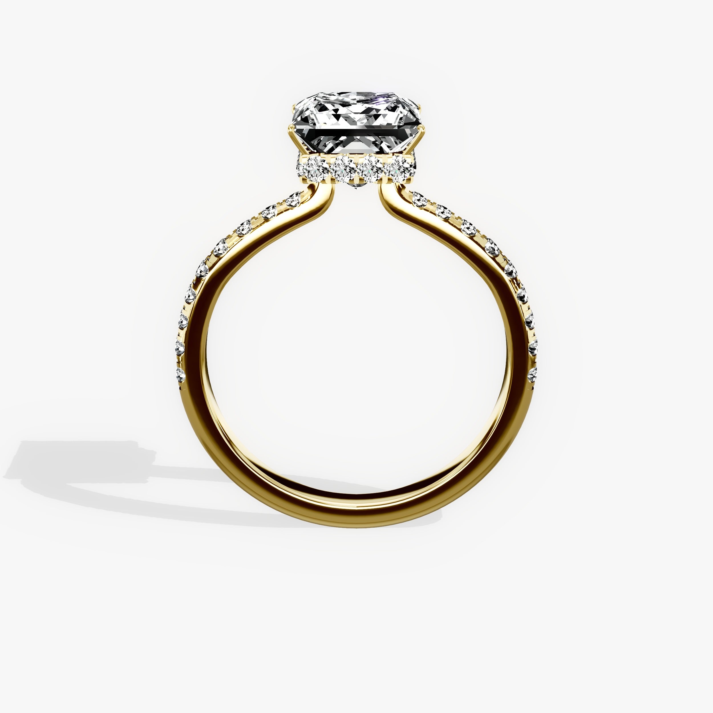 Fortuna Hidden Halo Princess Engagement Ring in Yellow Gold