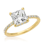 Fortuna Hidden Halo Princess Engagement Ring in Yellow Gold