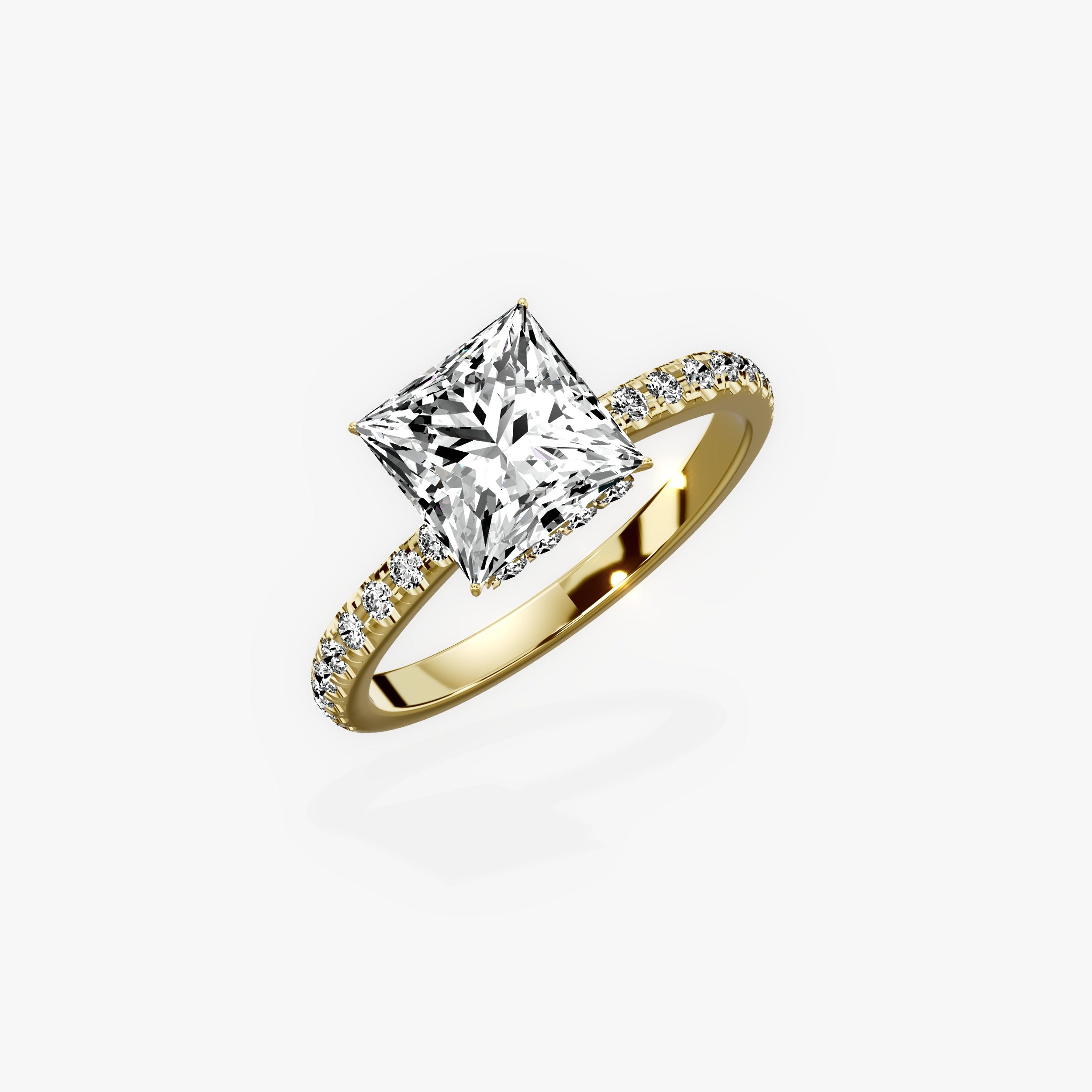 Fortuna Hidden Halo Princess Engagement Ring in Yellow Gold