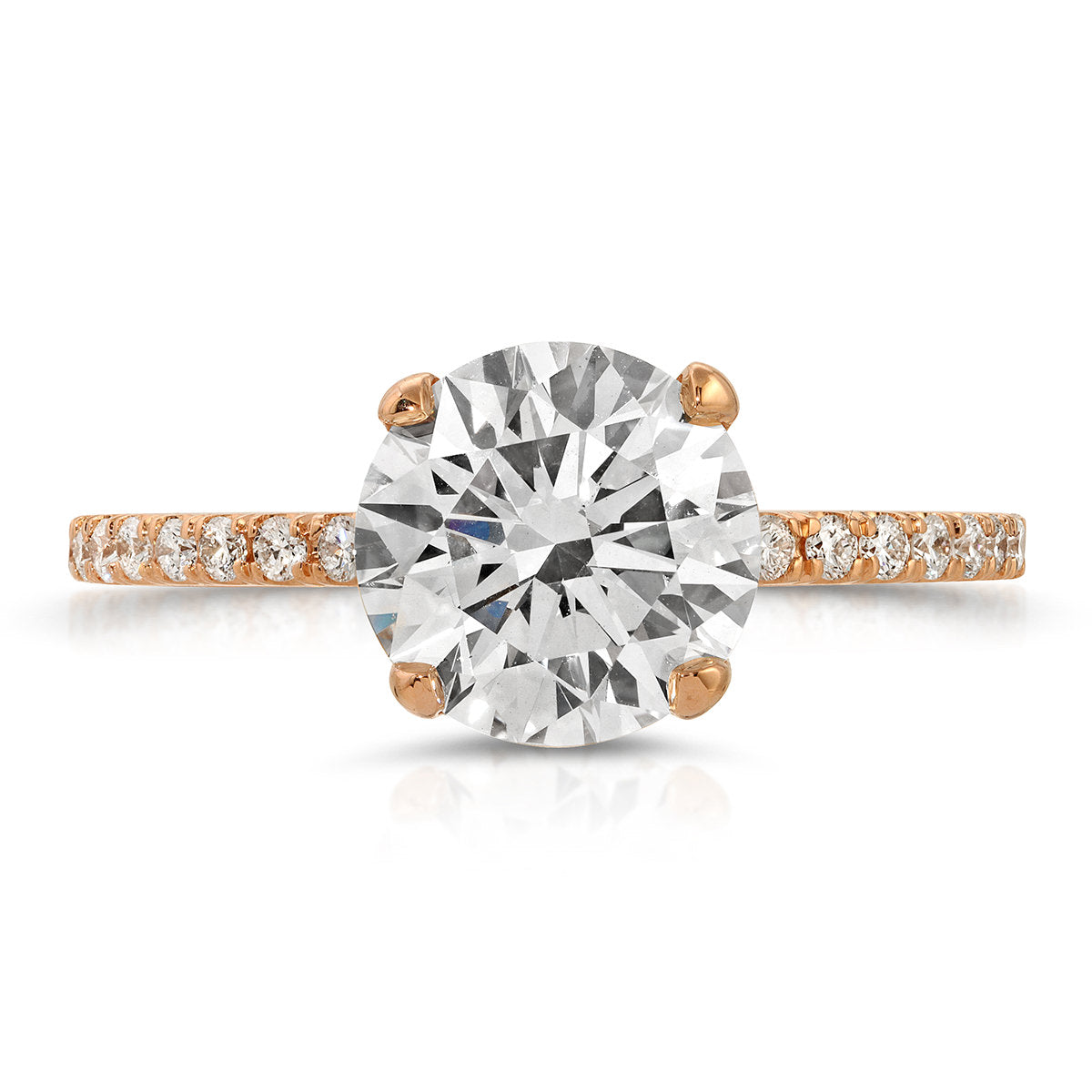 Fortuna Hidden Halo Round Engagement Ring in Rose Gold