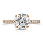 Fortuna Hidden Halo Round Engagement Ring in Rose Gold