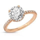 Fortuna Hidden Halo Round Engagement Ring in Rose Gold