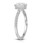 Fortuna Hidden Halo Round Engagement Ring in White Gold