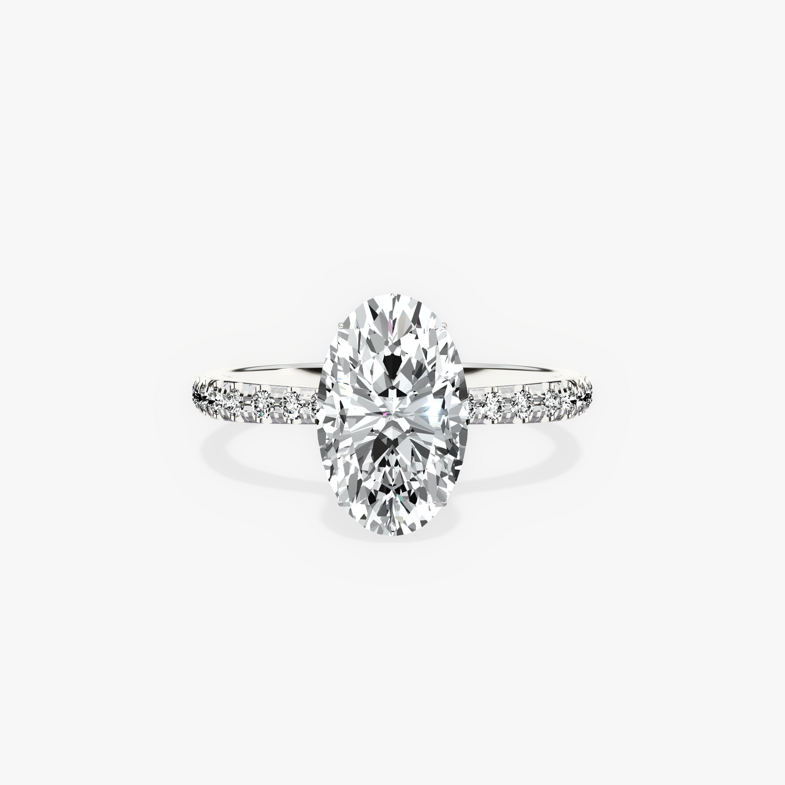 Fortuna Hidden Halo Oval Engagement Ring in White Gold