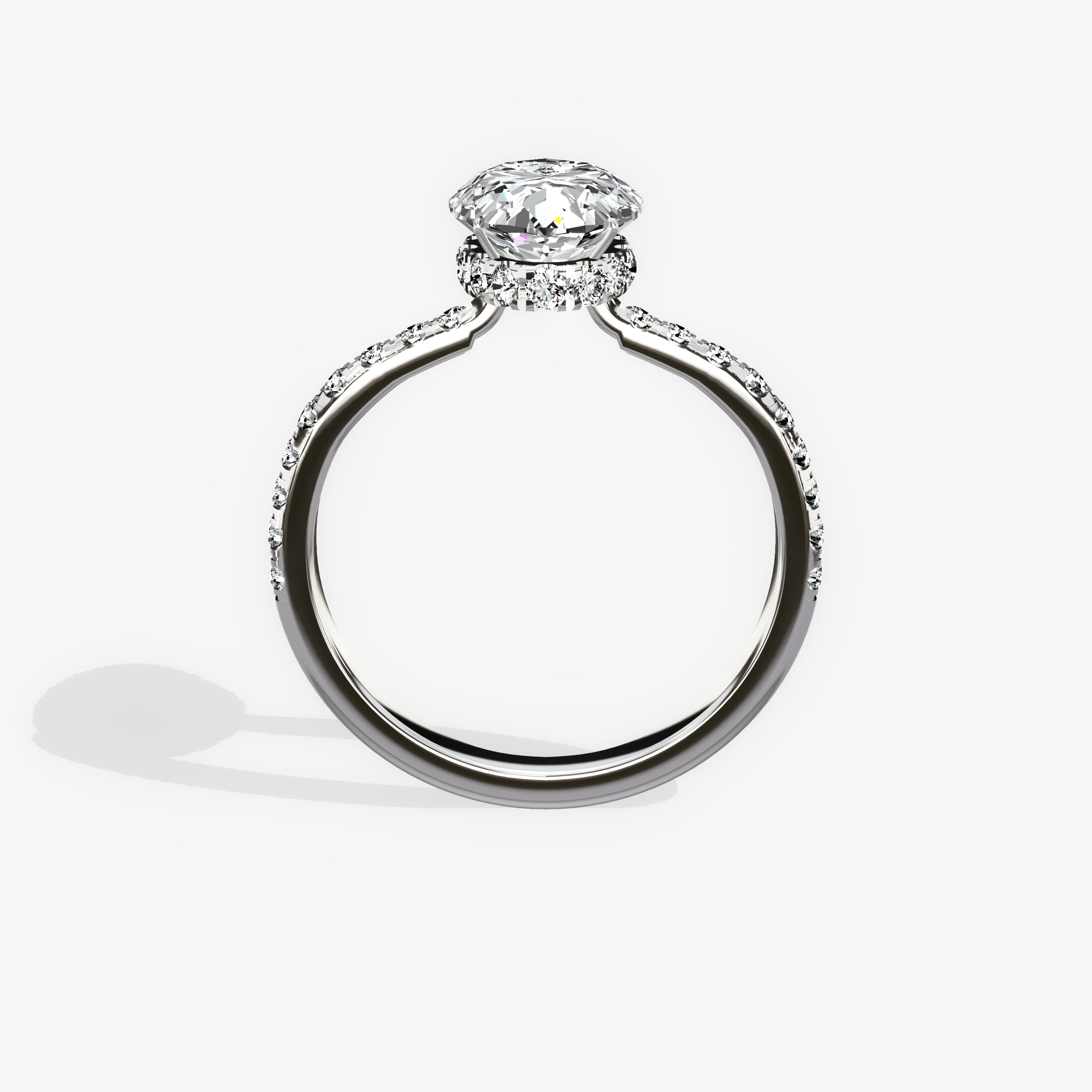 Fortuna Hidden Halo Oval Engagement Ring in White Gold