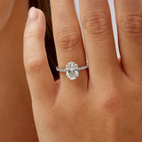 Fortuna Hidden Halo Oval Engagement Ring in White Gold