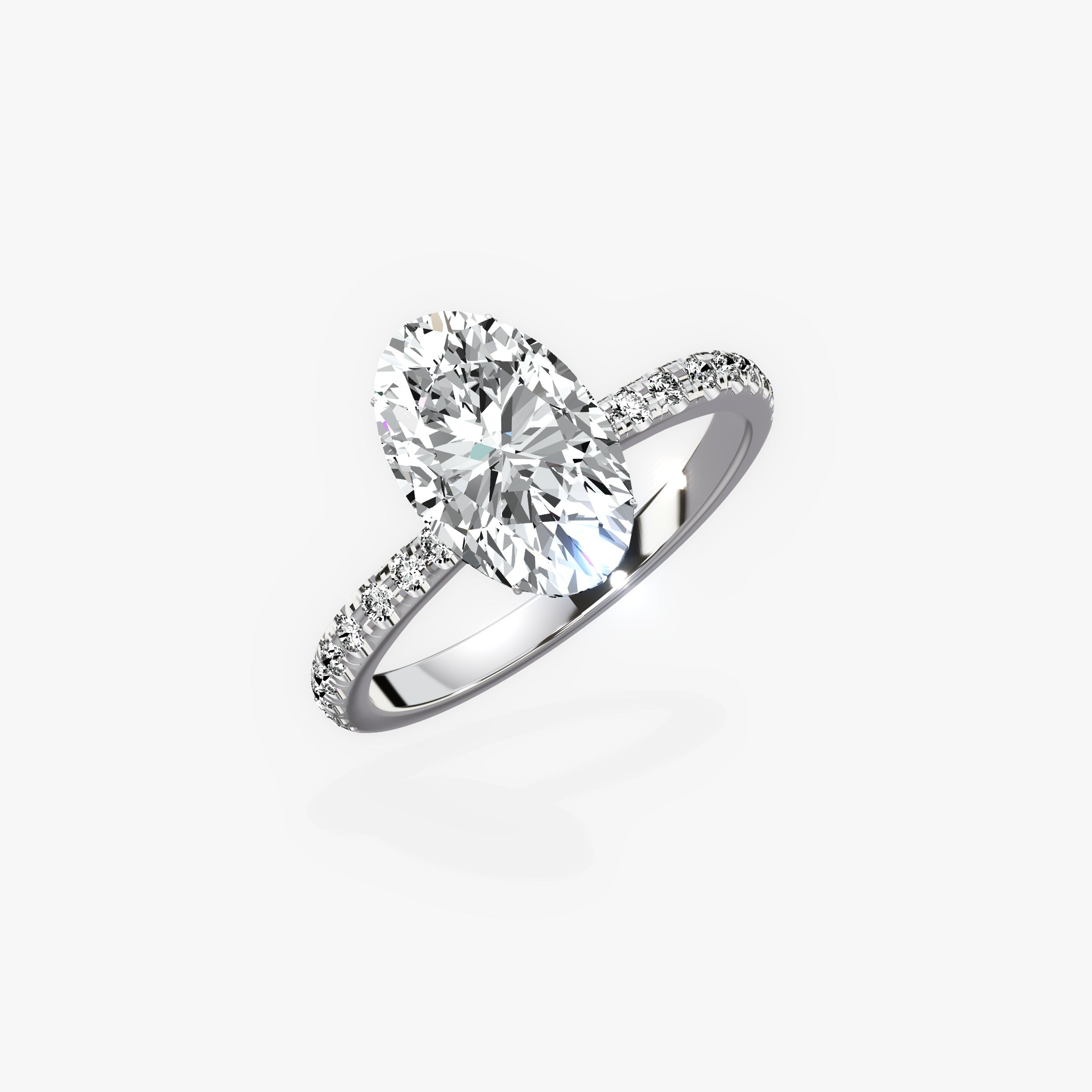 Fortuna Hidden Halo Oval Engagement Ring in White Gold