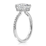 Fortuna Hidden Halo Asscher Cut Engagement Ring in White Gold