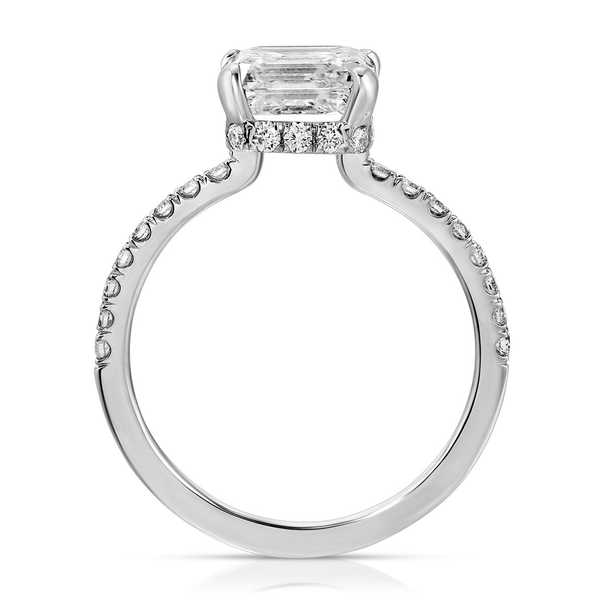 Fortuna Hidden Halo Asscher Cut Engagement Ring in White Gold