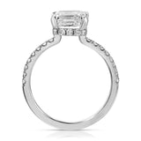 Fortuna Hidden Halo Asscher Cut Engagement Ring in White Gold