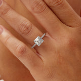 Fortuna Hidden Halo Asscher Cut Engagement Ring in White Gold