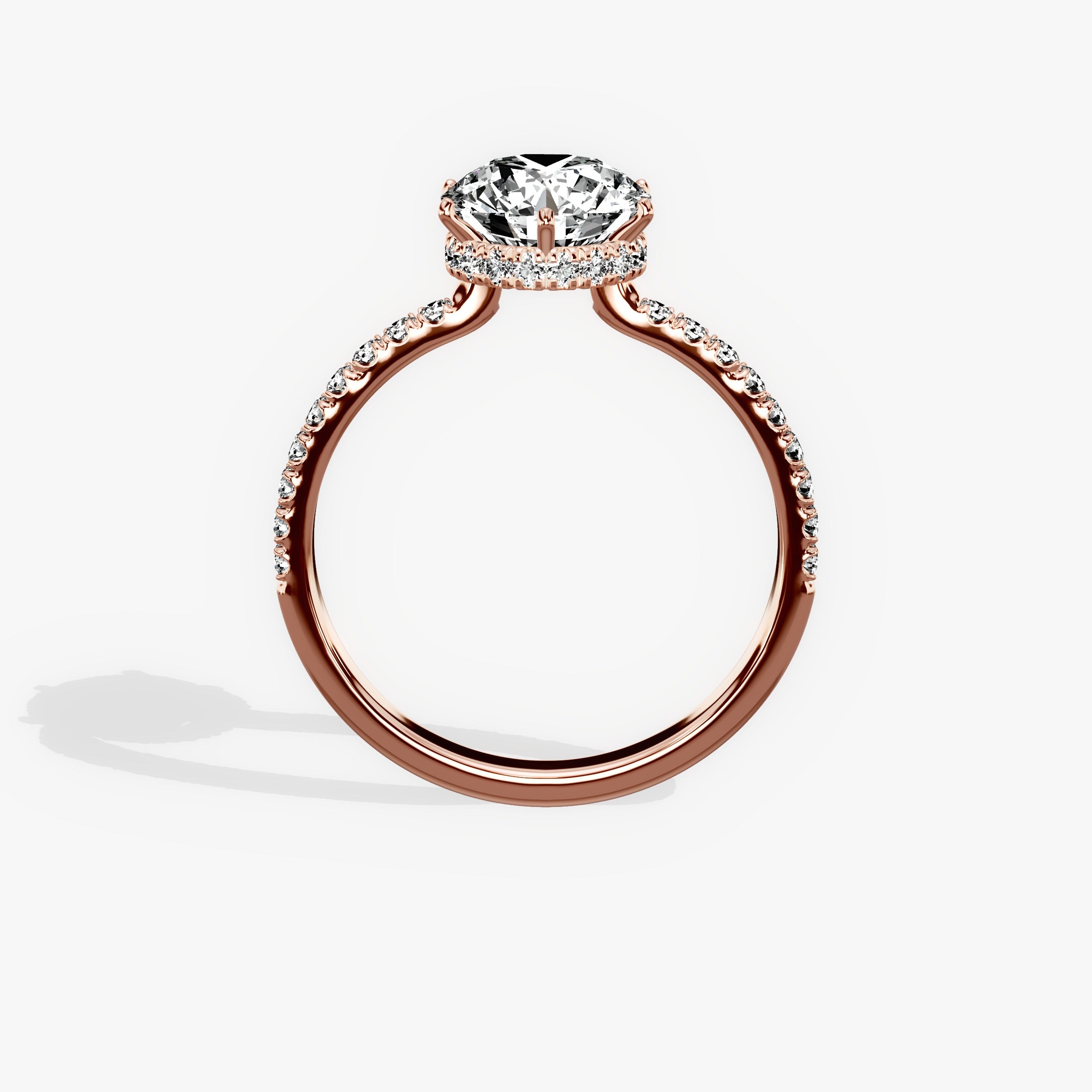 Rose Hidden Halo Round Engagement Ring in Rose Gold