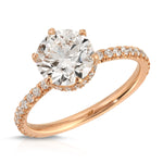 Rose Hidden Halo Round Engagement Ring in Rose Gold