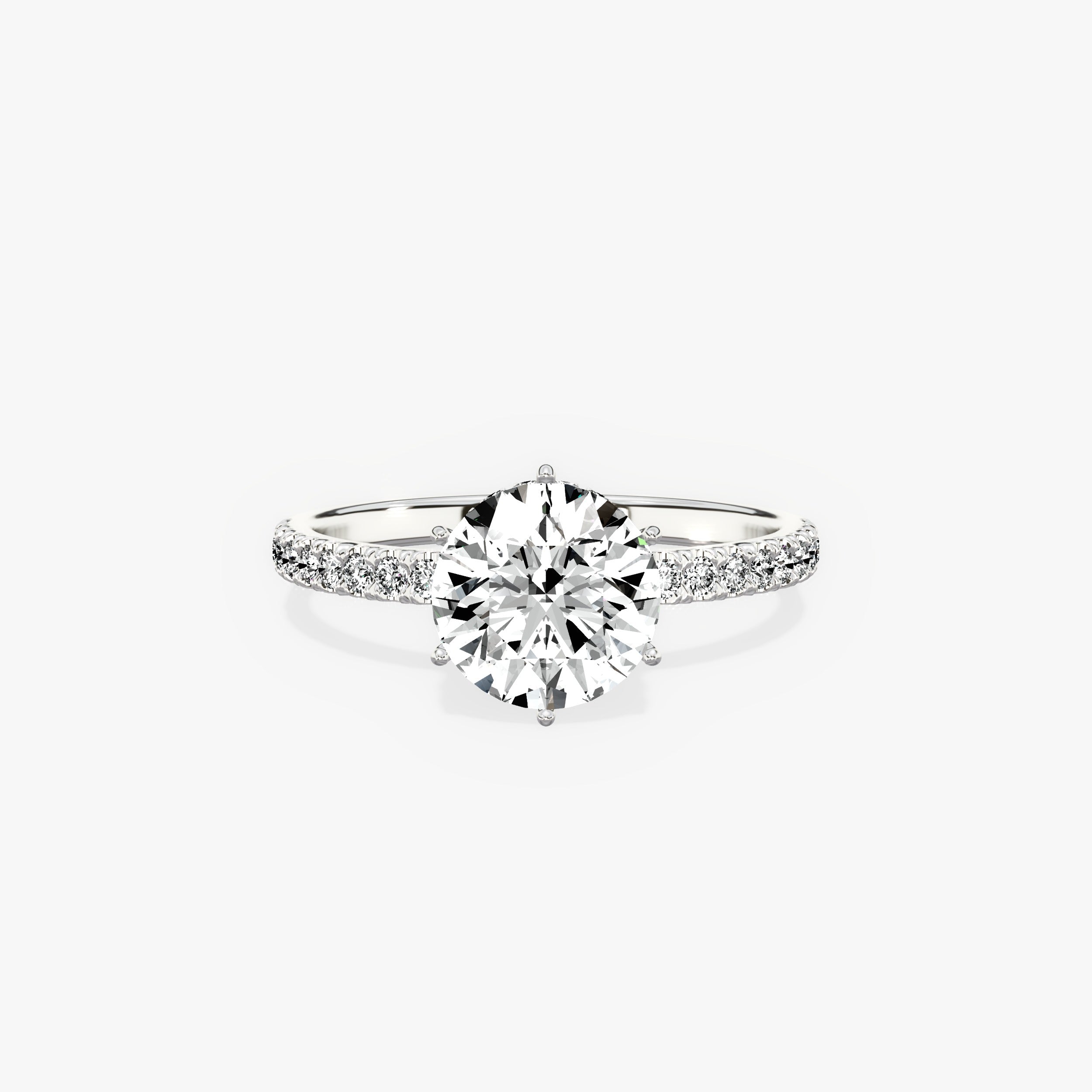 Rose Hidden Halo Round Engagement Ring in White Gold