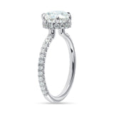 Rose Hidden Halo Round Engagement Ring in White Gold