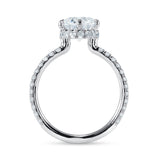 Rose Hidden Halo Round Engagement Ring in White Gold