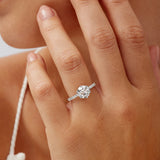 Rose Hidden Halo Round Engagement Ring in White Gold