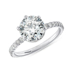 Rose Hidden Halo Round Engagement Ring in White Gold