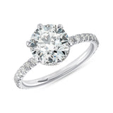 Rose Hidden Halo Round Engagement Ring in White Gold