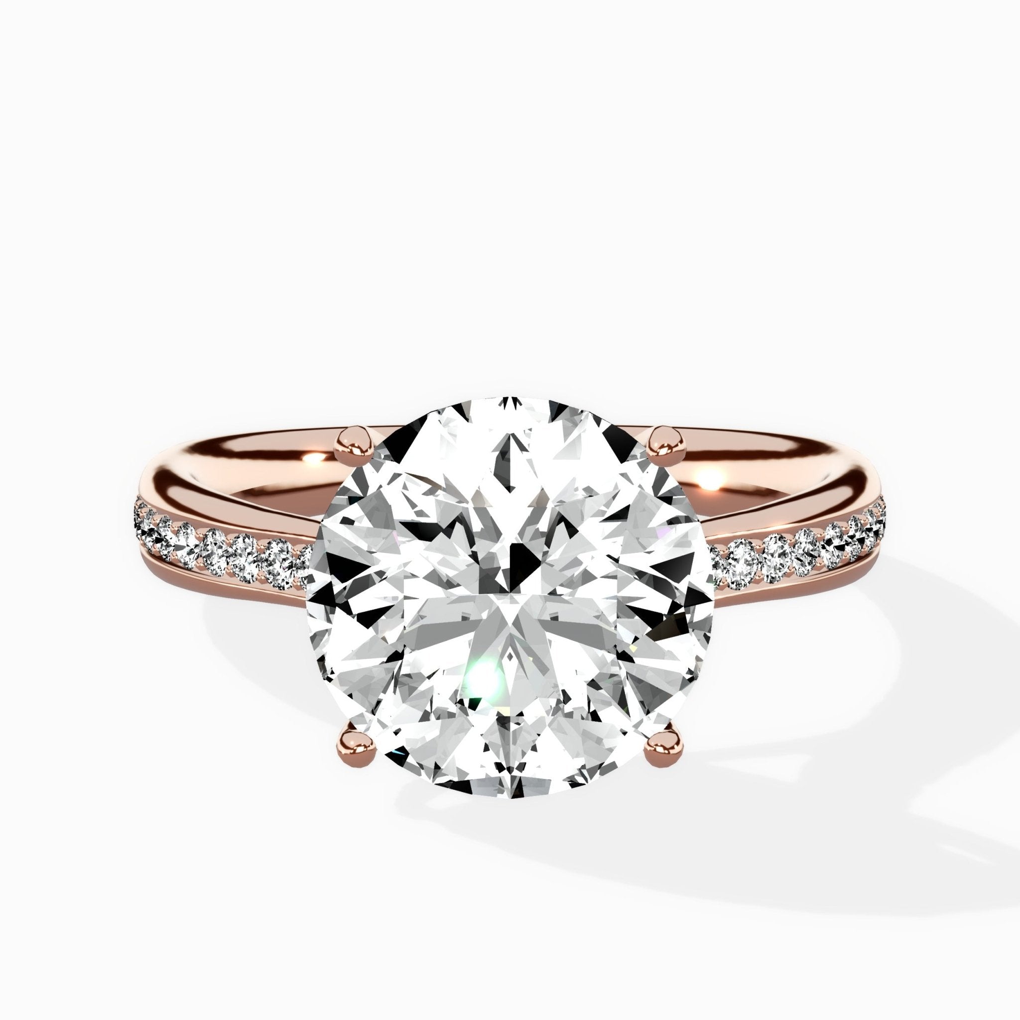 Hidden Halo Pave Solitaire Ring Engagement Ring - The Better Diamonds