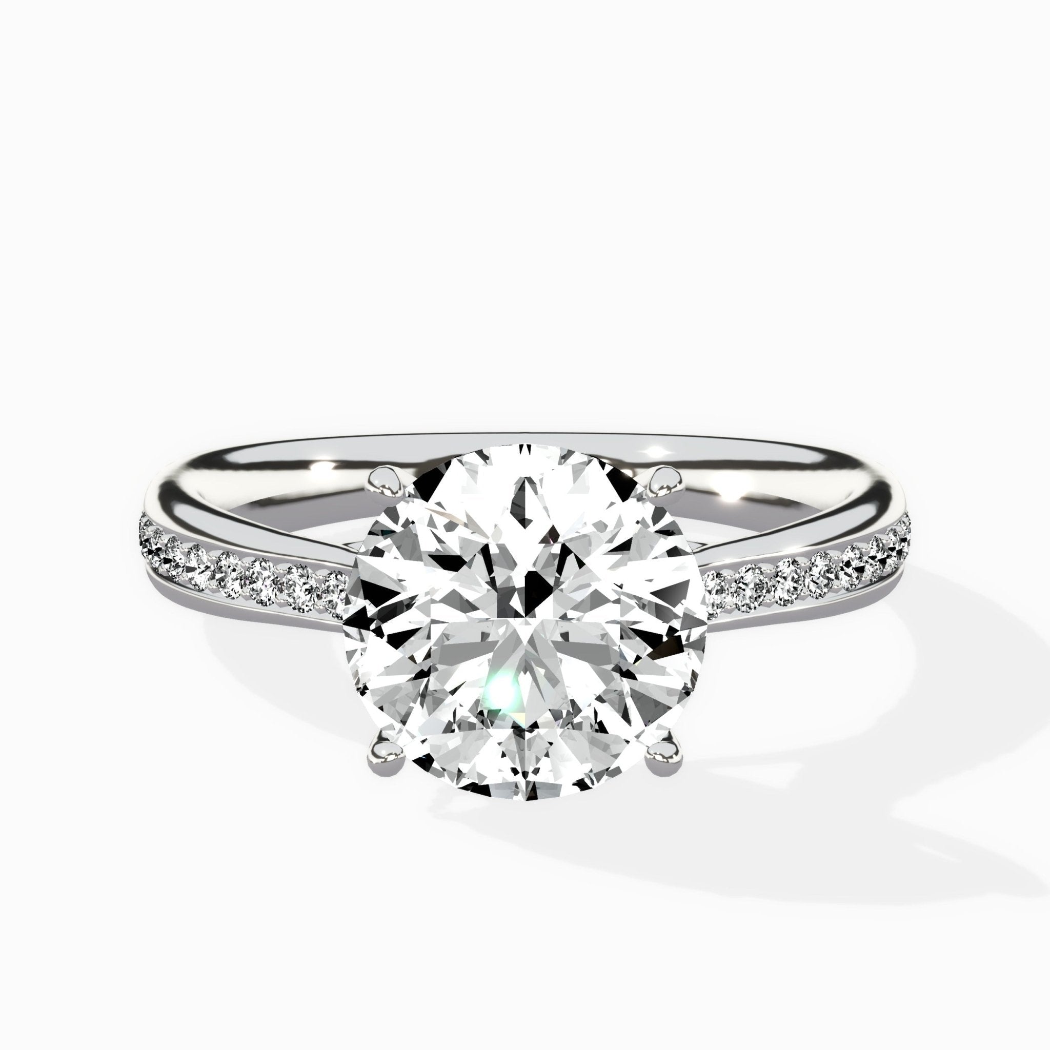 Hidden Halo Pave Solitaire Ring Engagement Ring - The Better Diamonds