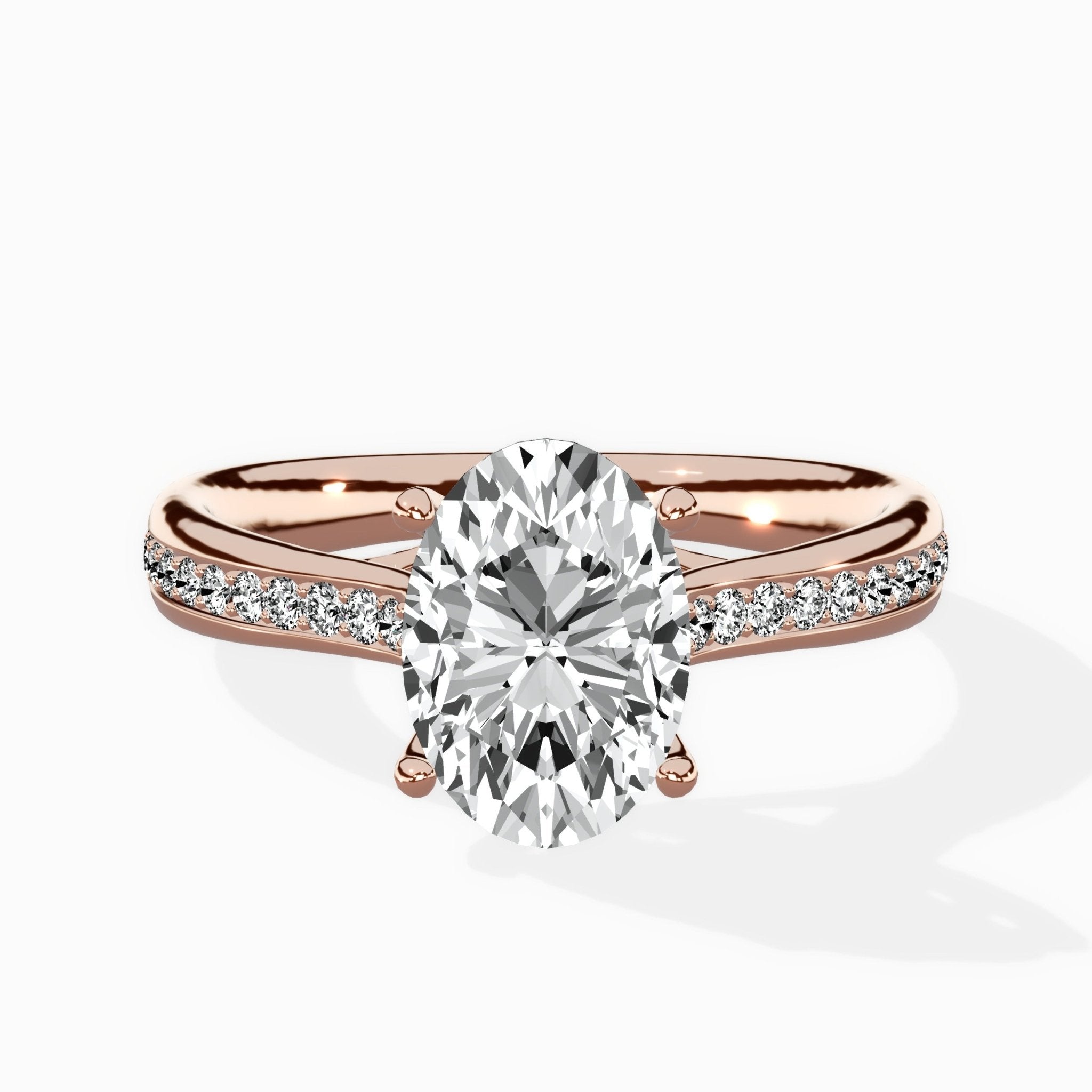 Hidden Halo Pave Solitaire Ring Engagement Ring - The Better Diamonds