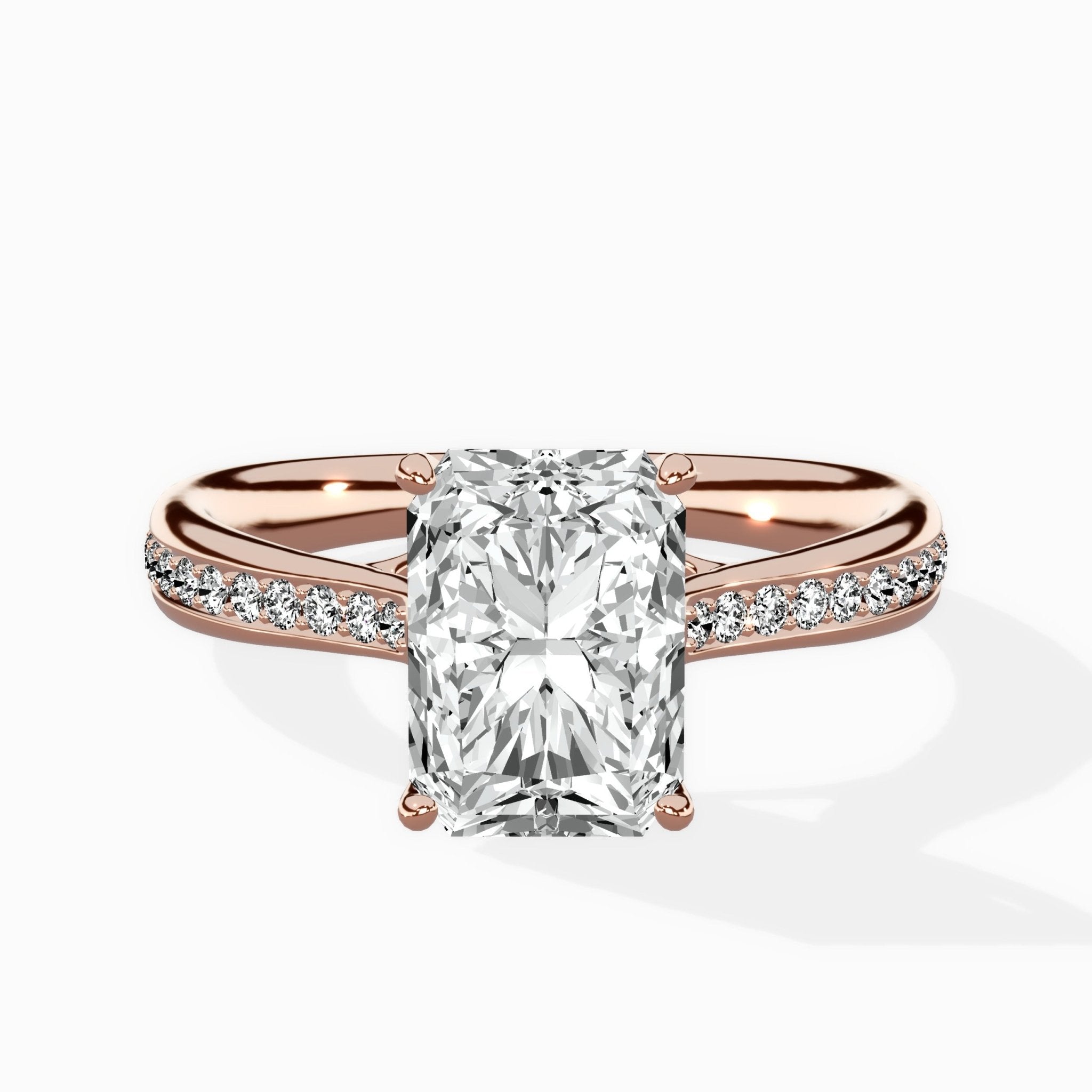 Hidden Halo Pave Solitaire Ring Engagement Ring - The Better Diamonds