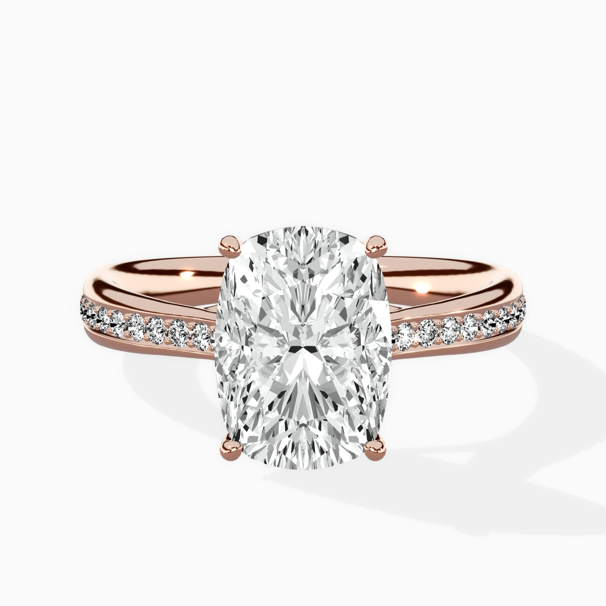 Hidden Halo Pave Solitaire Ring Engagement Ring - The Better Diamonds