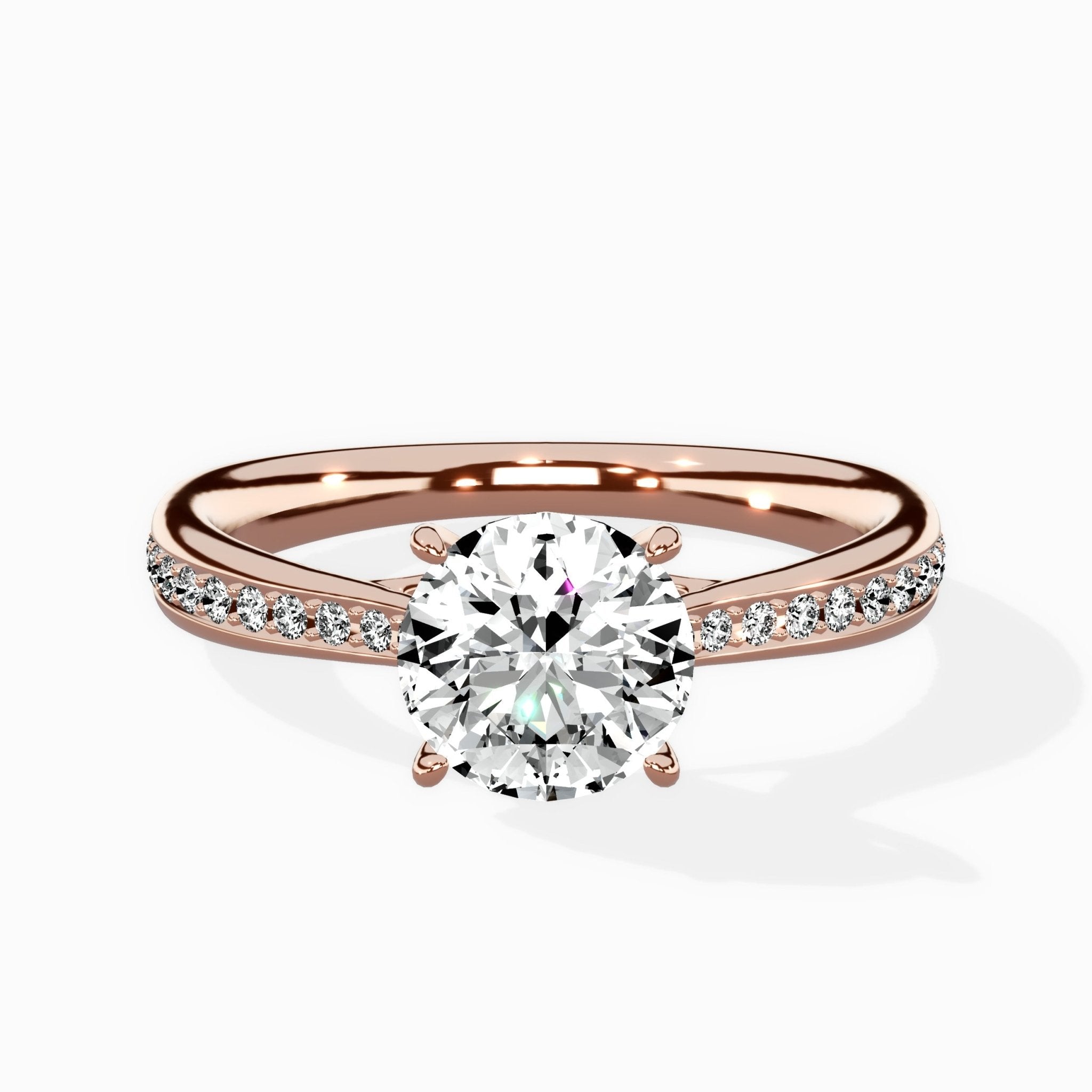 Hidden Halo Pave Solitaire Ring Engagement Ring - The Better Diamonds