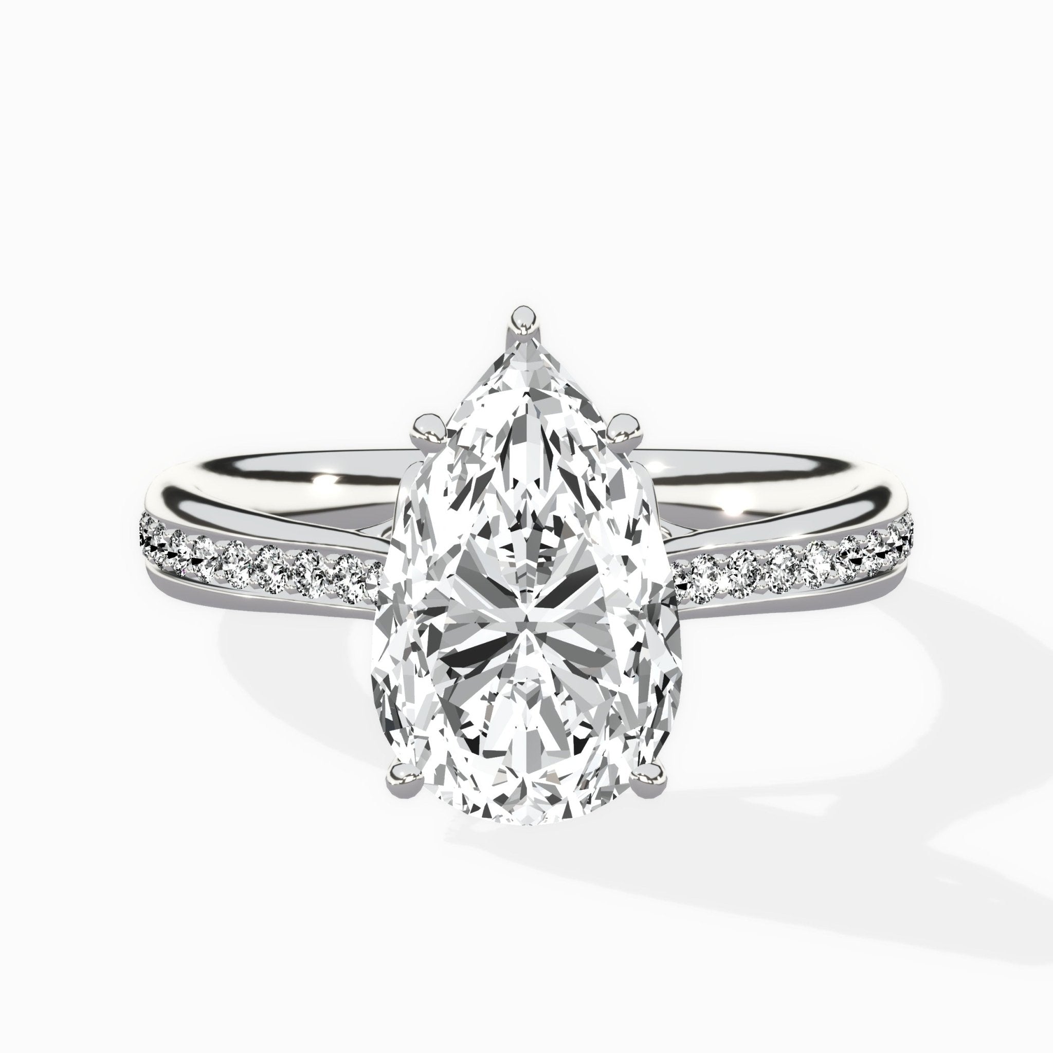 Hidden Halo Pave Solitaire Ring Engagement Ring - The Better Diamonds