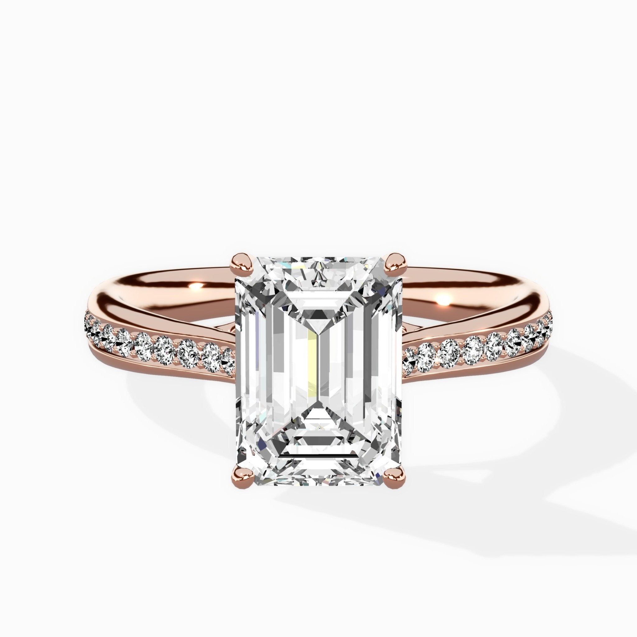 Hidden Halo Pave Solitaire Ring Engagement Ring - The Better Diamonds