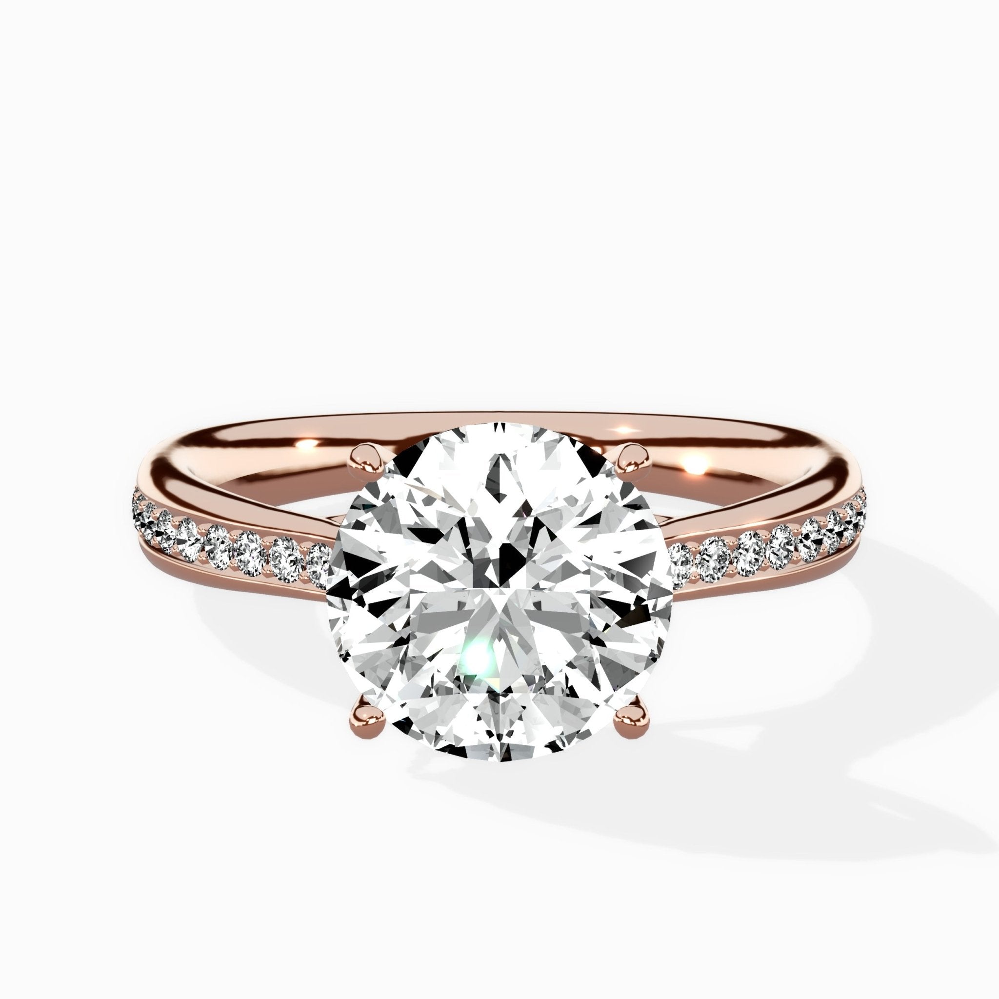 Hidden Halo Pave Solitaire Ring Engagement Ring - The Better Diamonds