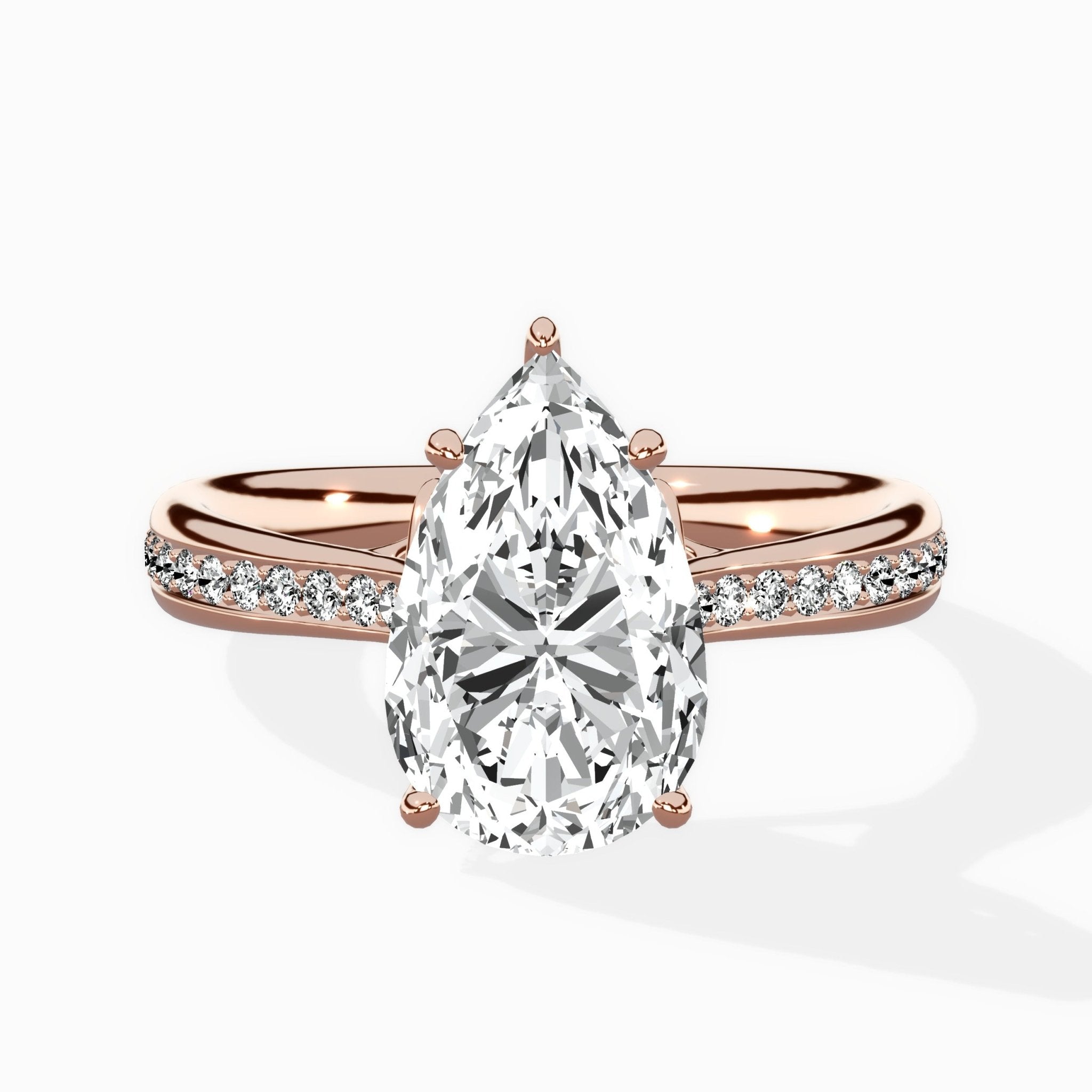 Hidden Halo Pave Solitaire Ring Engagement Ring - The Better Diamonds