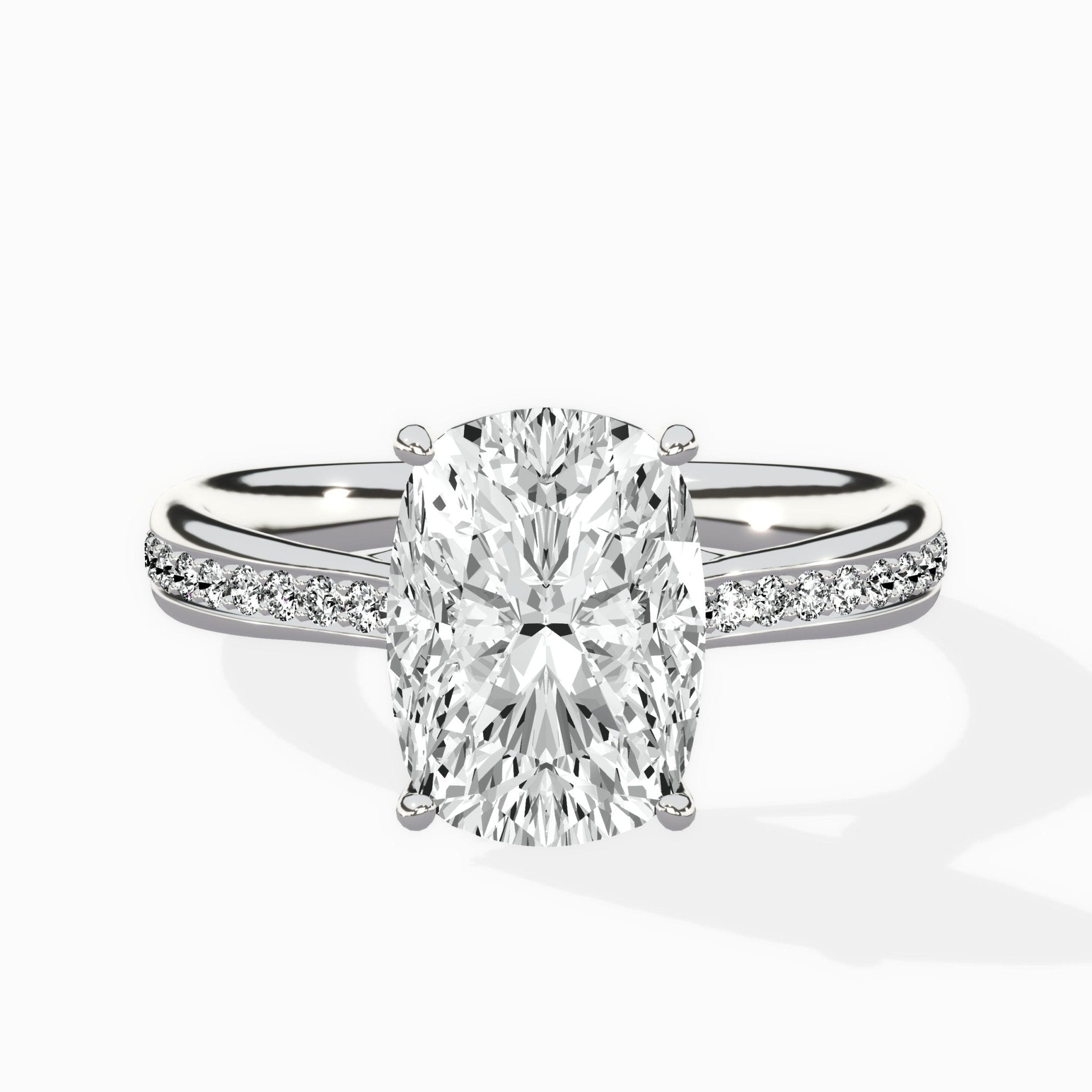 Hidden Halo Pave Solitaire Ring Engagement Ring - The Better Diamonds