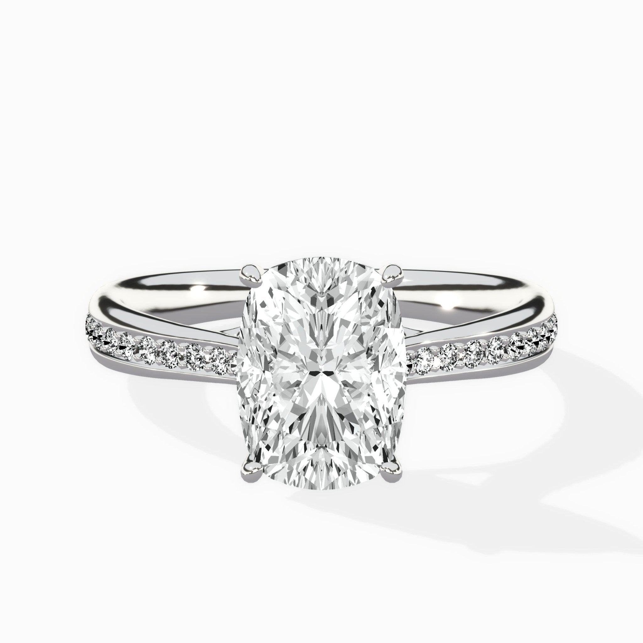 Hidden Halo Pave Solitaire Ring Engagement Ring - The Better Diamonds
