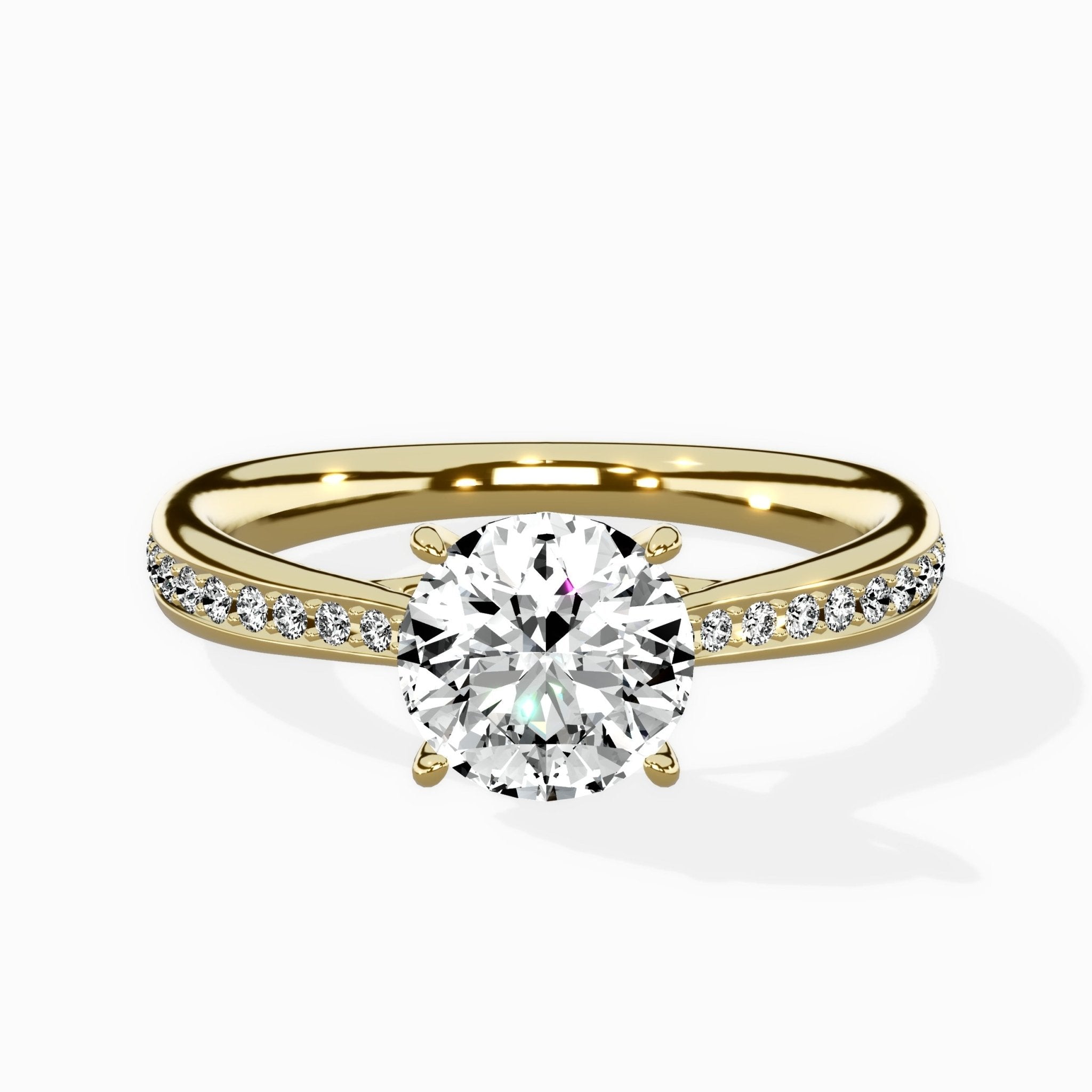 Hidden Halo Pave Solitaire Ring Engagement Ring - The Better Diamonds