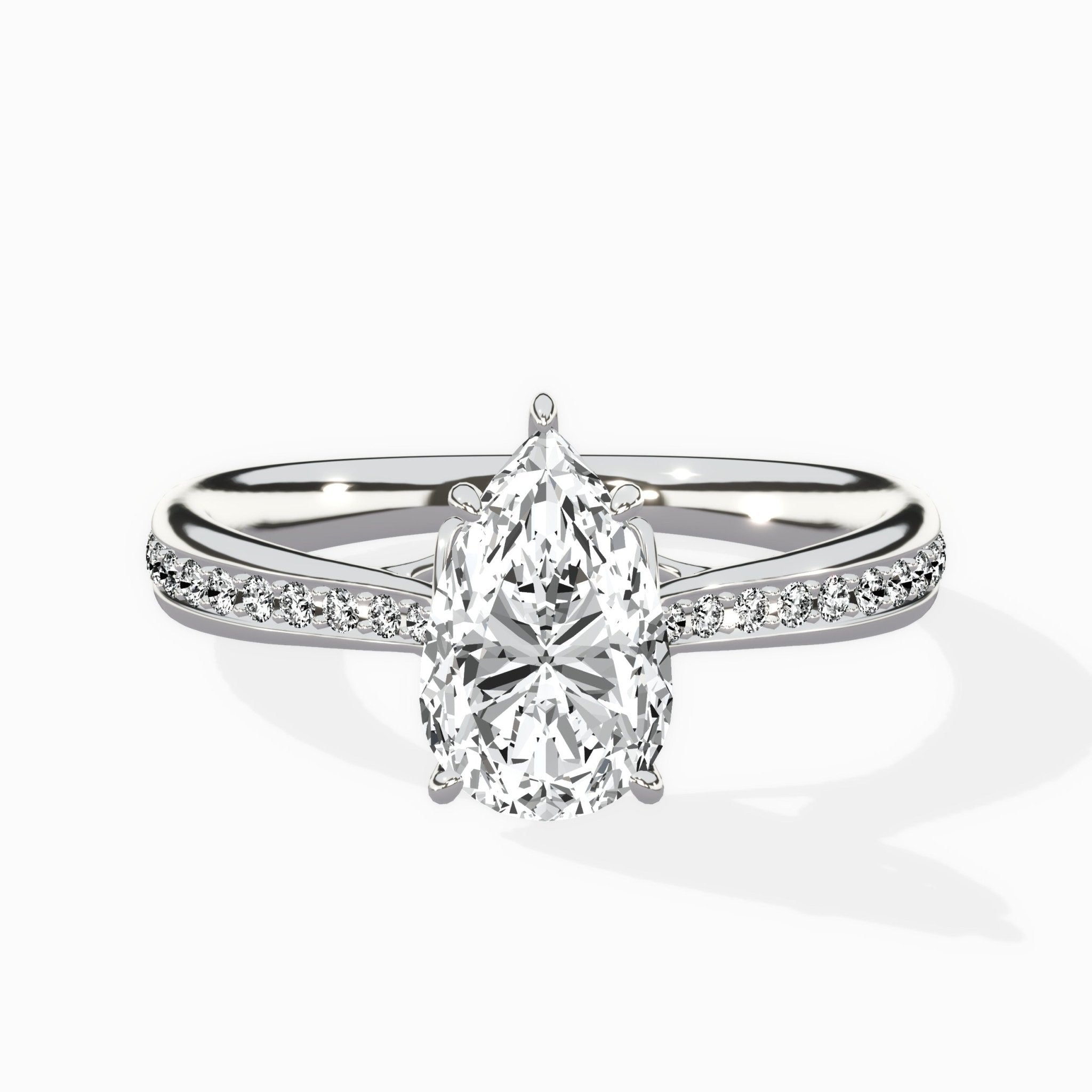 Hidden Halo Pave Solitaire Ring Engagement Ring - The Better Diamonds