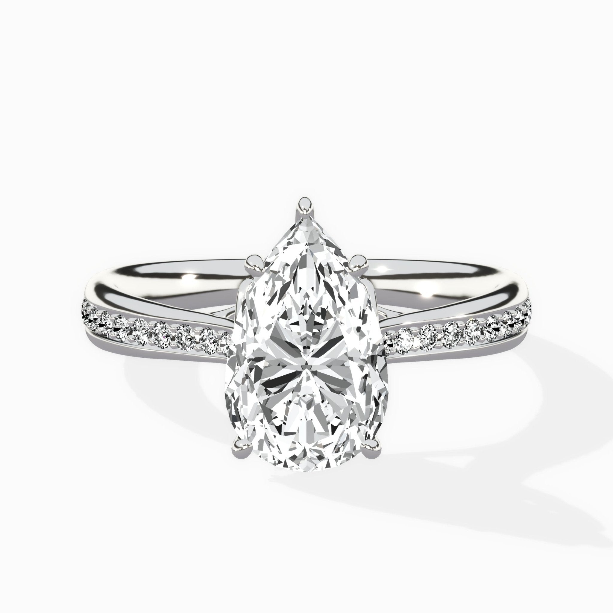 Hidden Halo Pave Solitaire Ring Engagement Ring - The Better Diamonds