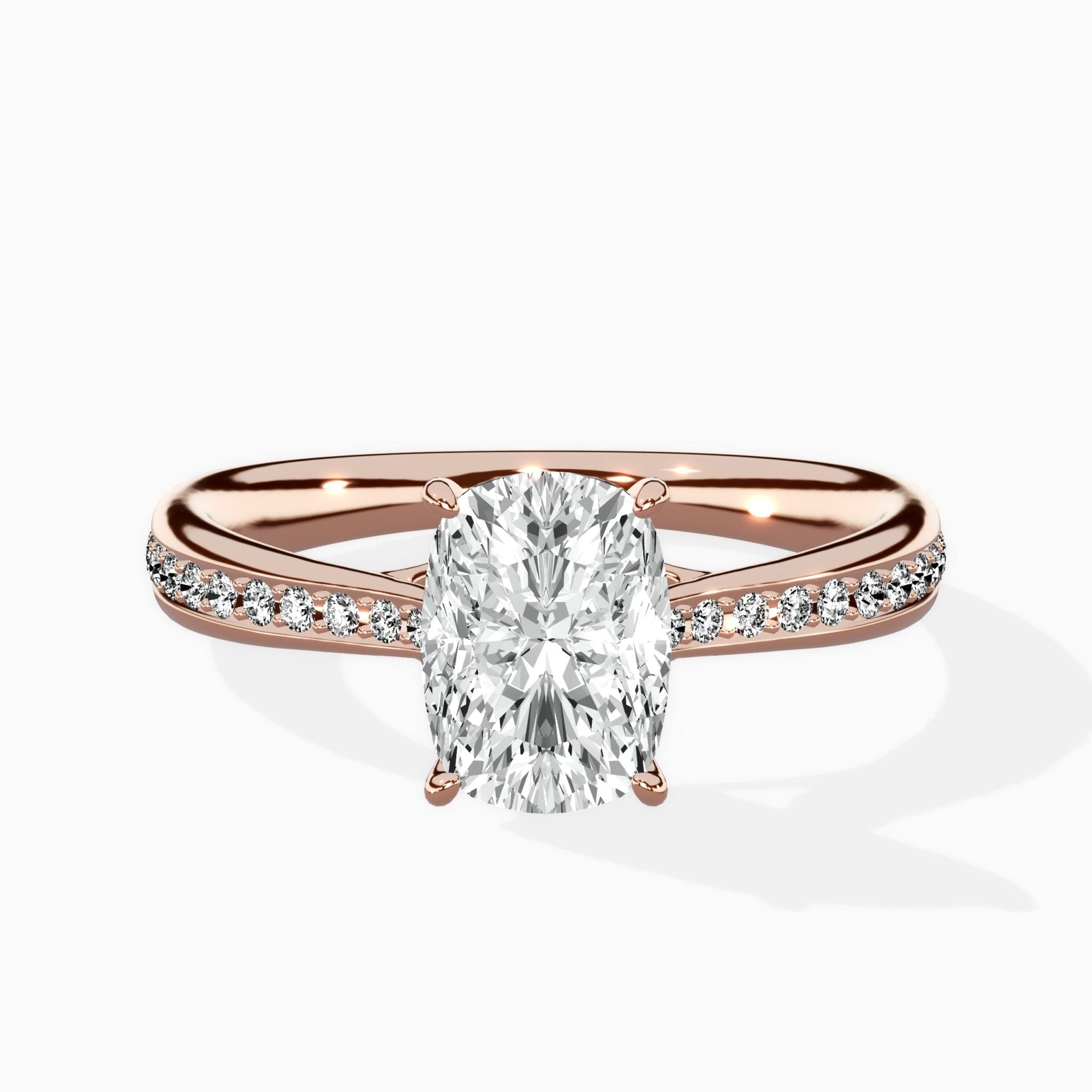 Hidden Halo Pave Solitaire Ring Engagement Ring - The Better Diamonds